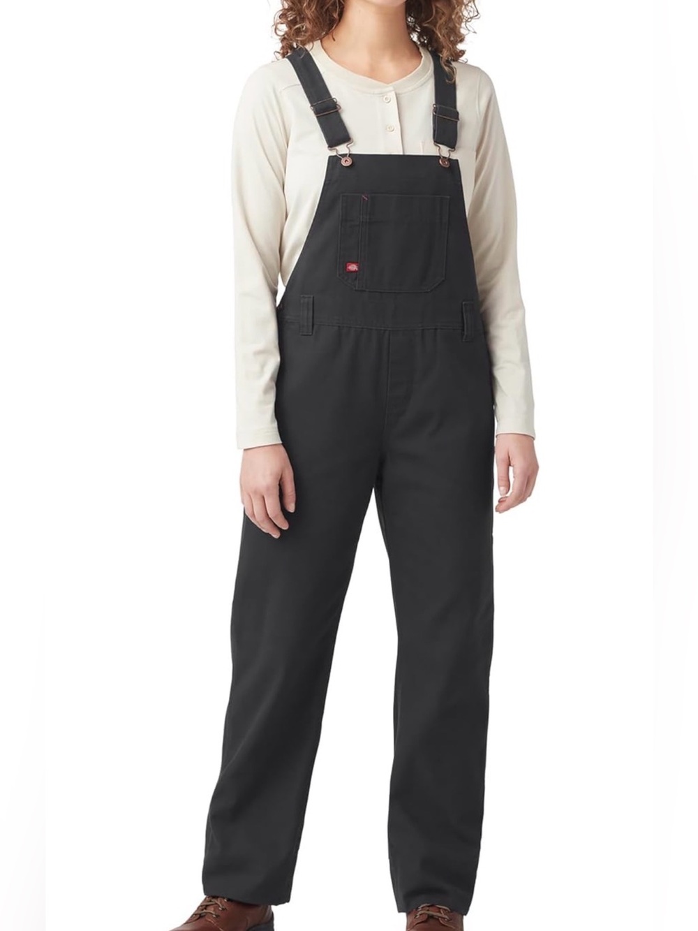 Dickies Women's Relaxed Fit Bib Overall Rinsed Black S